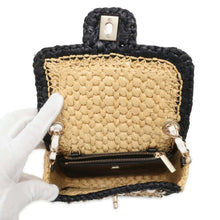 Load image into Gallery viewer, CHANEL 2024 Cruise Collection Mini Flap Bag Black/White/Beige AS4556 Blade Raffia Lambskin Size Mini
