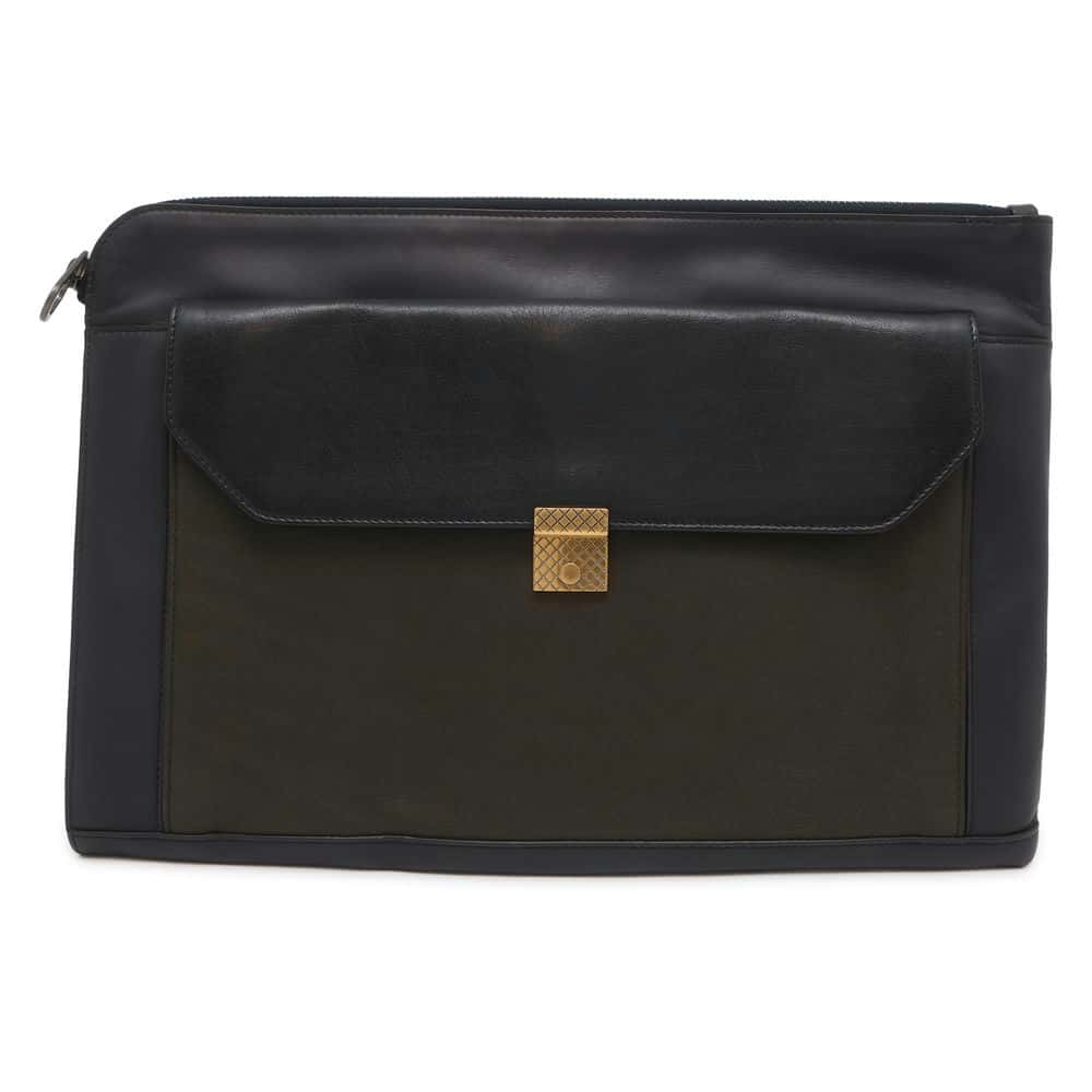 Bottega Veneta Clutch Bag Navy/Khaki Leather