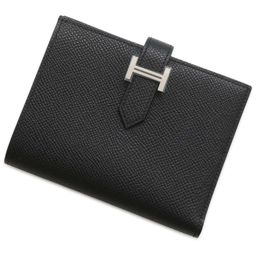 HERMES BEAN Compact Black Epsom