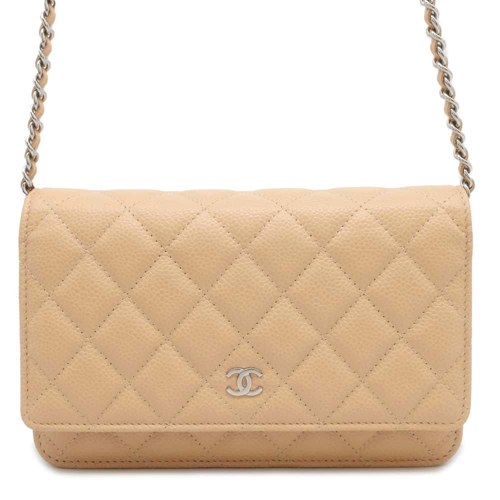 CHANEL Matelasse Chain wallet BeigeAP0250 Caviar Leather