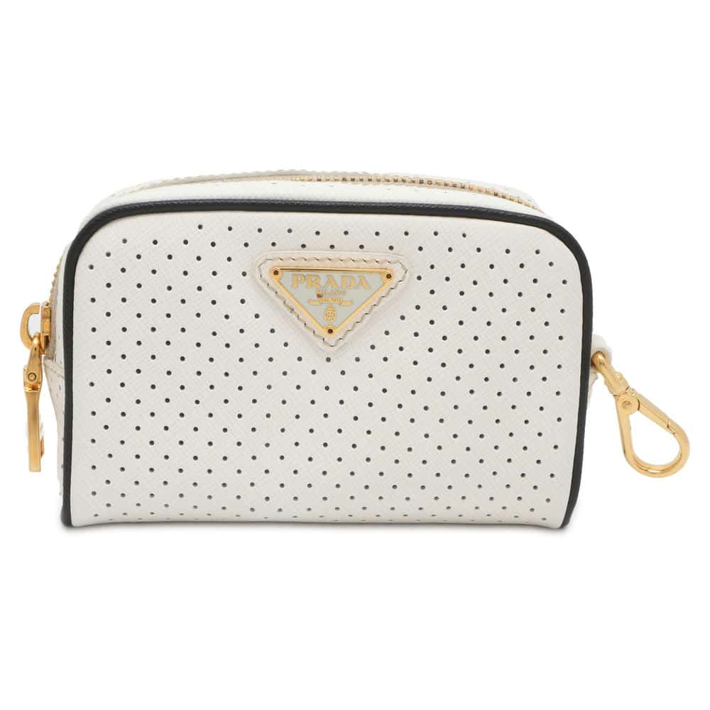 PRADA Punching Pouch White 1N1473 Leather