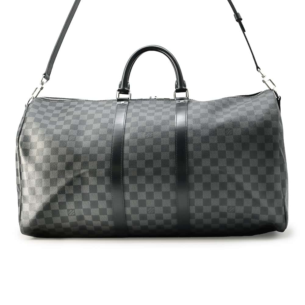 LOUIS VUITTON Keepall Bandouliere Noir N41413 Damier Graphite Size 55