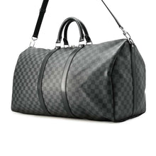 将图像加载到图库查看器中，LOUIS VUITTON Keepall Bandouliere Noir N41413 Damier Graphite Size 55
