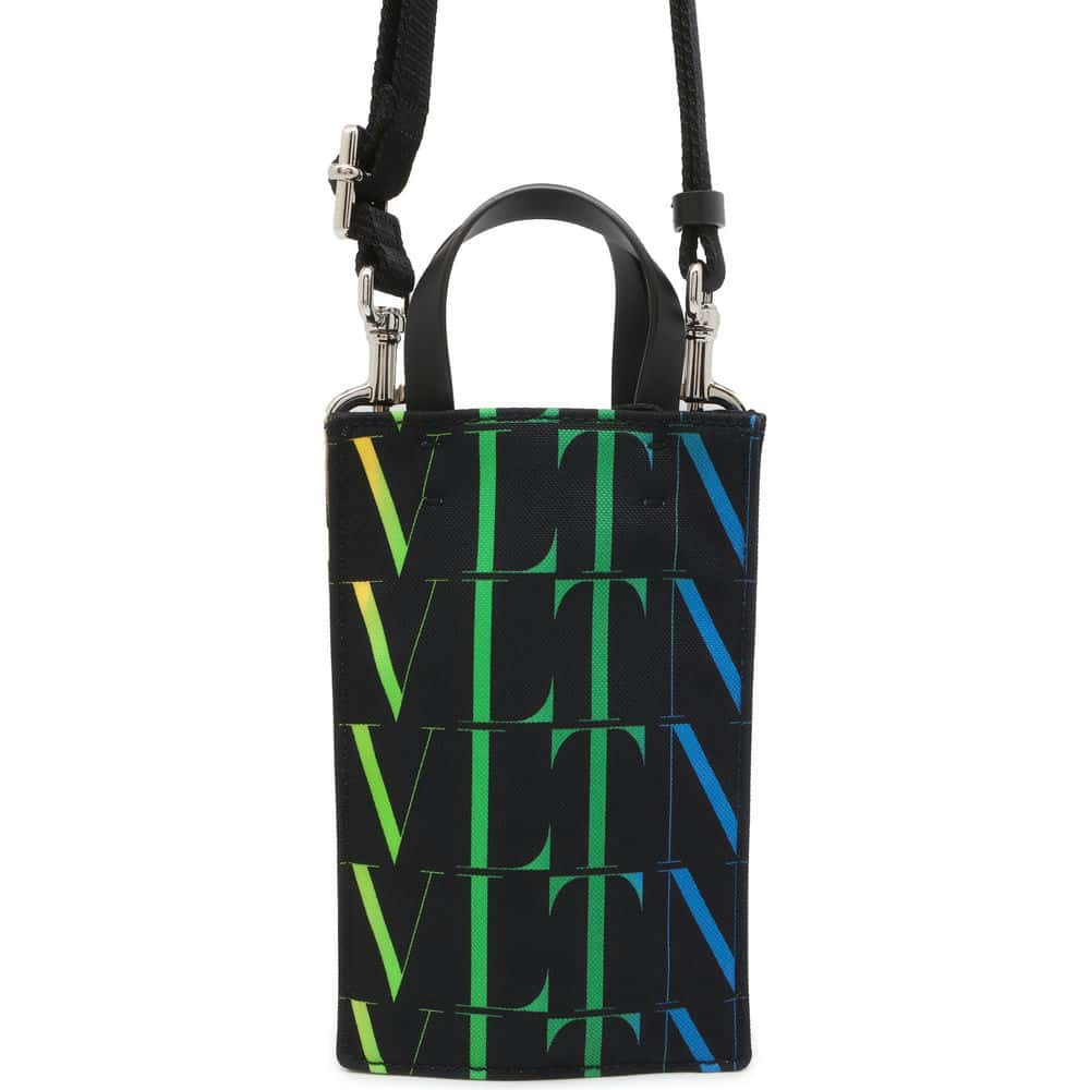 Valentino Garavani Logo Shoulder Bag Black/Multicolor Canvas Leather