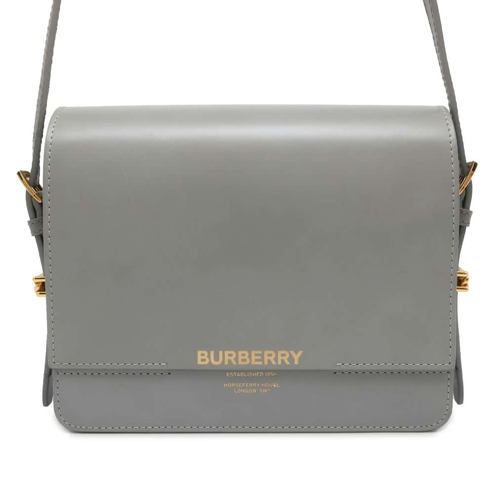 BURBERRY Shoulder Bag Gray Leather