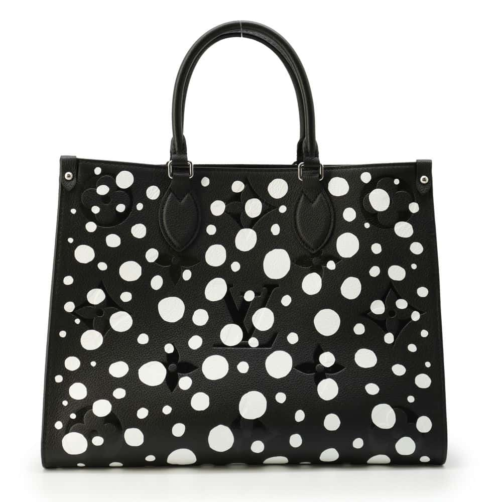 LOUIS VUITTON LV × YK Onthego Noir/Blanc M46389 Monogram Empreinte Leather Infinity Dot Yayoi Kusama Collaboration Size MM