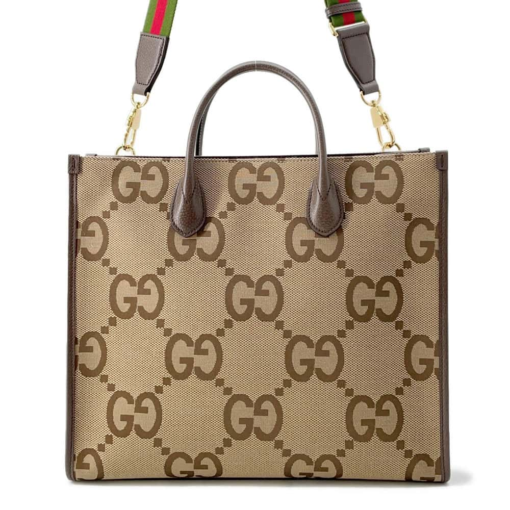 GUCCI Jumbo GG 2way Tote Bag Beige/Brown 678839 Canvas Leather