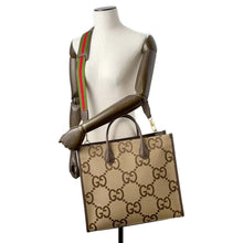 Load image into Gallery viewer, GUCCI Jumbo GG 2way Tote Bag Beige/Brown 678839 Canvas Leather
