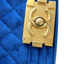 Load image into Gallery viewer, CHANEL Boy Chanel ChainShoulder Blue A67086 Velour
