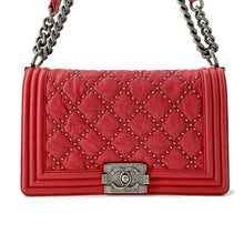 Load image into Gallery viewer, CHANEL Boy Chanel ChainShoulder Studded Red A67086 Vintage calf Size 25
