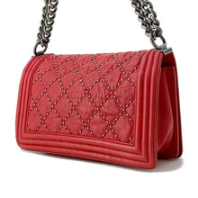 Load image into Gallery viewer, CHANEL Boy Chanel ChainShoulder Studded Red A67086 Vintage calf Size 25
