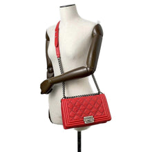 Load image into Gallery viewer, CHANEL Boy Chanel ChainShoulder Studded Red A67086 Vintage calf Size 25
