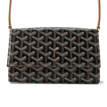 将图像加载到图库查看器中，GOYARD Herringbone Varenne Shoulder Wallet Black/Brown VAREN3MMLTY01CL03P PVC Coated Canvas
