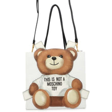 将图像加载到图库查看器中，MOSCHINO Moschino Teddy Bear Panel 2way Tote WhiteA75458210 PVC Coated Canvas
