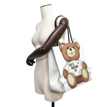 将图像加载到图库查看器中，MOSCHINO Moschino Teddy Bear Panel 2way Tote WhiteA75458210 PVC Coated Canvas
