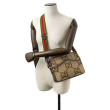 Load image into Gallery viewer, GUCCI jumbo GG messenger bag Beige 675891 Canvas Leather
