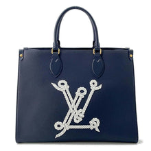 Load image into Gallery viewer, LOUIS VUITTON Onthego MM Navy Blue M24834 Calf Leather Nautical Size MM
