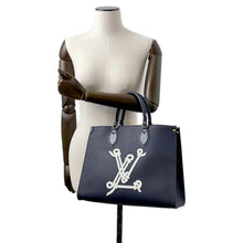 Load image into Gallery viewer, LOUIS VUITTON Onthego MM Navy Blue M24834 Calf Leather Nautical Size MM
