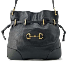 Load image into Gallery viewer, GUCCI Horsebit Shoulder Bag Black 602089 Leather
