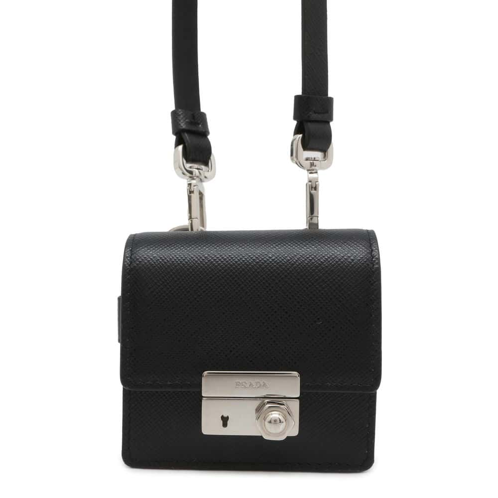 PRADA Saffiano Leather Mini Shoulder Pouch Black 2ZH097 Leather