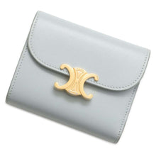 Load image into Gallery viewer, CELINE Triomphe Trifold Compact Wallet Blue 10D78 Leather
