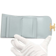 Load image into Gallery viewer, CELINE Triomphe Trifold Compact Wallet Blue 10D78 Leather
