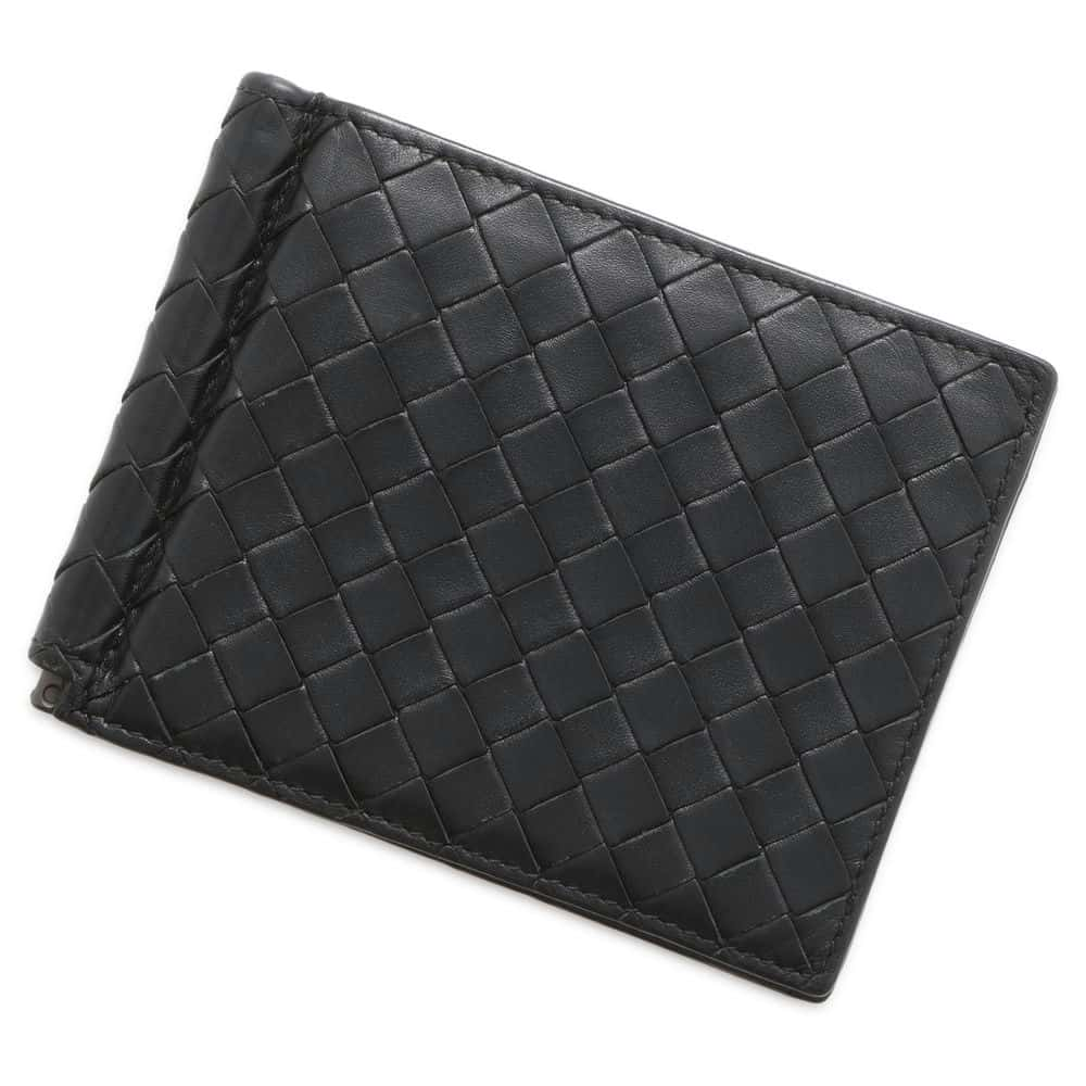 Bottega Veneta INTRECCIATO MONEY CLIP Black 123180 Leather