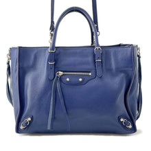 Load image into Gallery viewer, BALENCIAGA Paper Mini A6 2WAY Tote Bag Blue 370926 Leather
