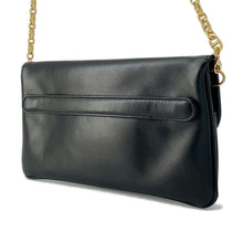 将图像加载到图库查看器中，Dior CD Logo Chain Clutch Bag Black M8642UBBU Leather
