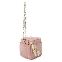 将图像加载到图库查看器中，Dior Lady Dior Cannage Chain Cube Micro Pouch Pink S0976OVRB Patent Leather
