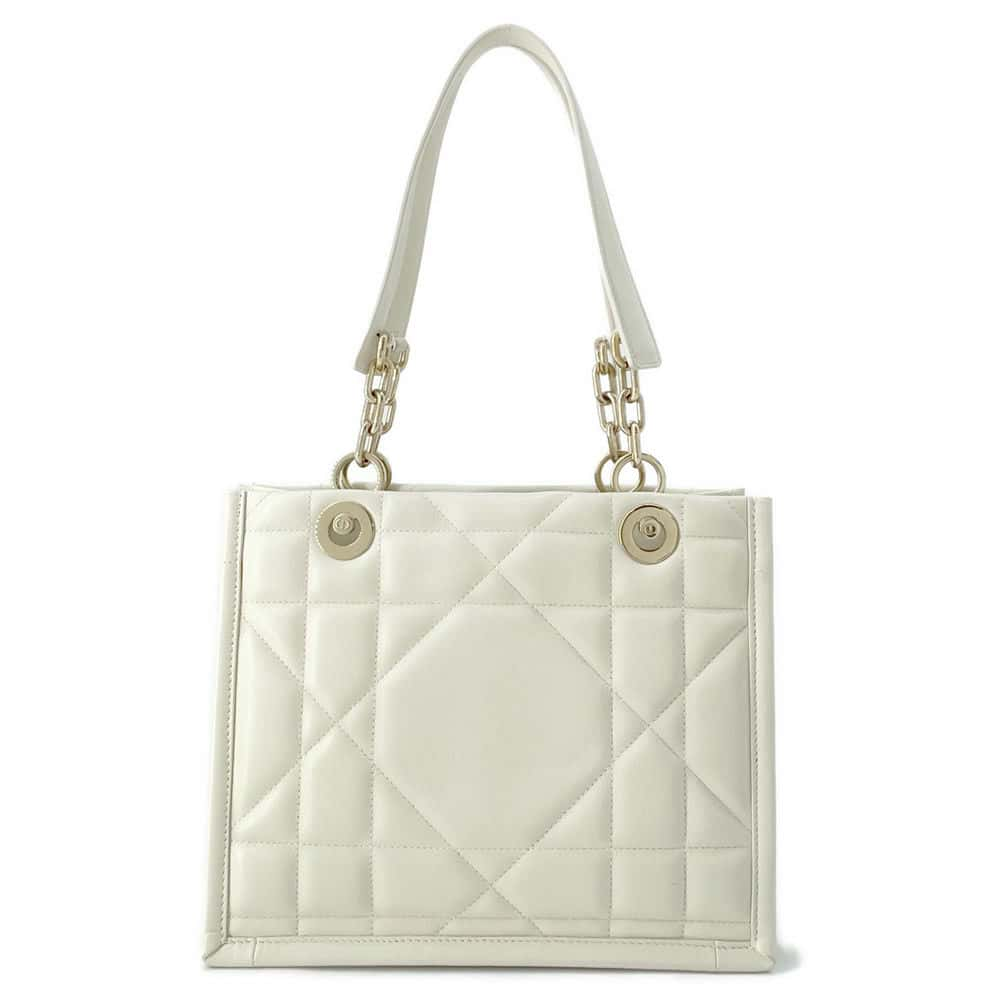 Dior Essential ArchiCannage Chain Tote Bag Off-white Leather