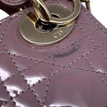 将图像加载到图库查看器中，Dior Cannage Lady Dior 2WAY Handbag Purple M0505OWCB Patent Leather Size Mini
