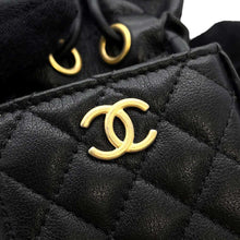 Load image into Gallery viewer, CHANEL Matelasse MiniDrawstring Bag ChainShoulder Bag Black Lambskin
