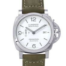 将图像加载到图库查看器中，PANERAI Luminor Marina W44mm Stainless Steel Leather White Dial PAM01314
