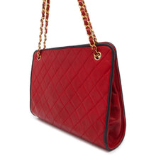 Load image into Gallery viewer, CHANEL Matelasse Chain Shoulder Bag Red/Navy Lambskin
