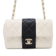 Load image into Gallery viewer, CHANEL Mini Matelasse ChainShoulder Bag Black/White A69900 Lambskin Size 20
