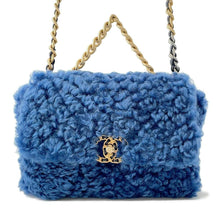 Load image into Gallery viewer, CHANEL 19 Chain Shoulder Bag Blue Fur
