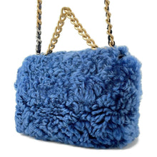 Load image into Gallery viewer, CHANEL 19 Chain Shoulder Bag Blue Fur
