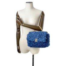 Load image into Gallery viewer, CHANEL 19 Chain Shoulder Bag Blue Fur
