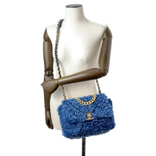 Load image into Gallery viewer, CHANEL 19 Chain Shoulder Bag Blue Fur
