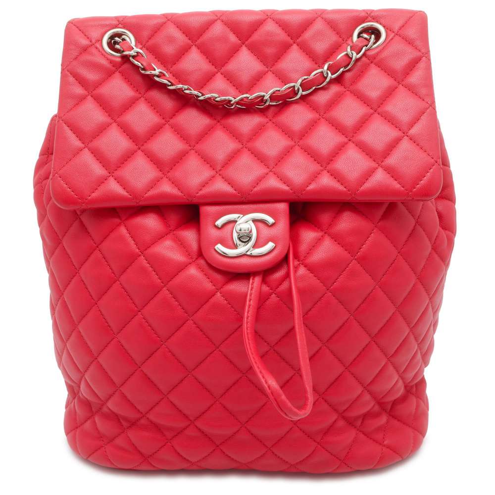 CHANEL Matelasse Urban Spirit Backpack Red A91122 Lambskin Size Large