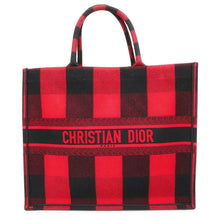 将图像加载到图库查看器中，Dior Book Tote Check Pattern Red/Black Canvas Size Large
