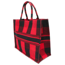 将图像加载到图库查看器中，Dior Book Tote Check Pattern Red/Black Canvas Size Large
