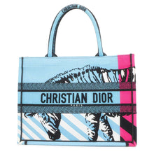 将图像加载到图库查看器中，Dior Book Tote D-Jungle Pop Blue/Pink Canvas Size Medium
