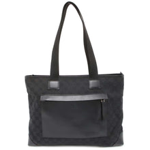 将图像加载到图库查看器中，GUCCI GG Canvas Tote Bag Black 34339 Canvas Leather
