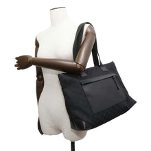 将图像加载到图库查看器中，GUCCI GG Canvas Tote Bag Black 34339 Canvas Leather
