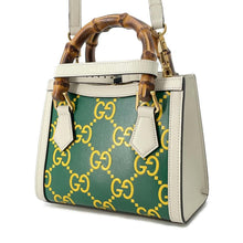 将图像加载到图库查看器中，GUCCI Diana 2way Tote Bag White/Green/Yellow655661 Leather Bamboo Size Mini
