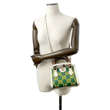 将图像加载到图库查看器中，GUCCI Diana 2way Tote Bag White/Green/Yellow655661 Leather Bamboo Size Mini
