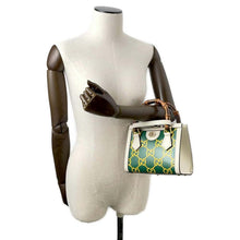 将图像加载到图库查看器中，GUCCI Diana 2way Tote Bag White/Green/Yellow655661 Leather Bamboo Size Mini
