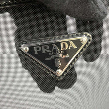 将图像加载到图库查看器中，PRADA Triangle Logo Mesh Shopping Bag Tote Bag Black1BG416 Mesh Leather
